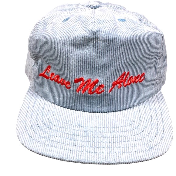 Daydreamer Accessories - Daydreamer Hat NWOT Blue Leave Me Alone Corduroy Embroidered Baseball Flat Bill